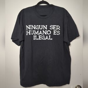 Ningún Ser Humano Es Ilegal Black T Shirt Size XL Cotton